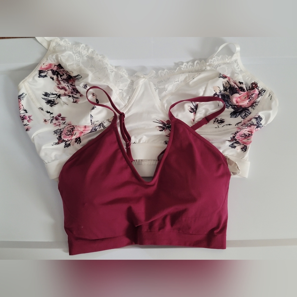 YITTY Burgundy and Floral Bralettes